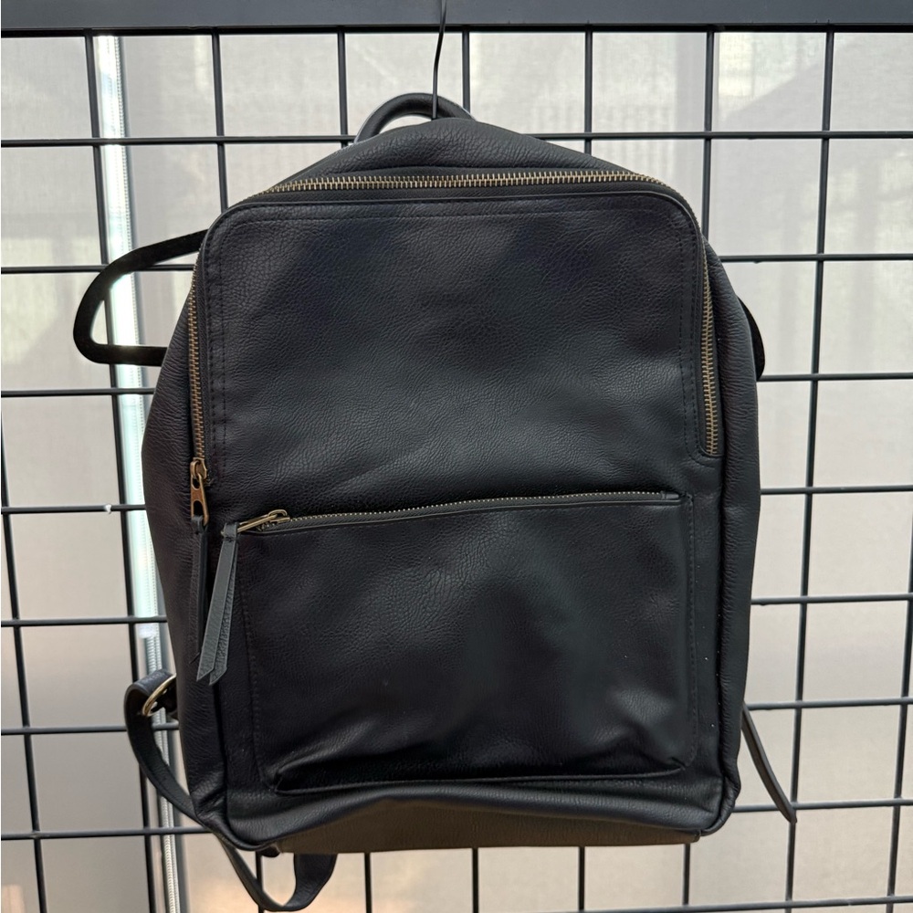 Universal Thread Black Backpack With Leather Fini… - image 1